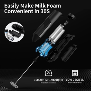 Automatic Stainless Steel Black Foam Maker Milk Steamer Handheld Coffee Whisk Battery Operated Milk Frother - Product Image 4