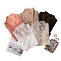 Chemisier en maille transparente sexy à manches longues pour femme, style vintage, respirant, en dentelle, idéal pour l'été