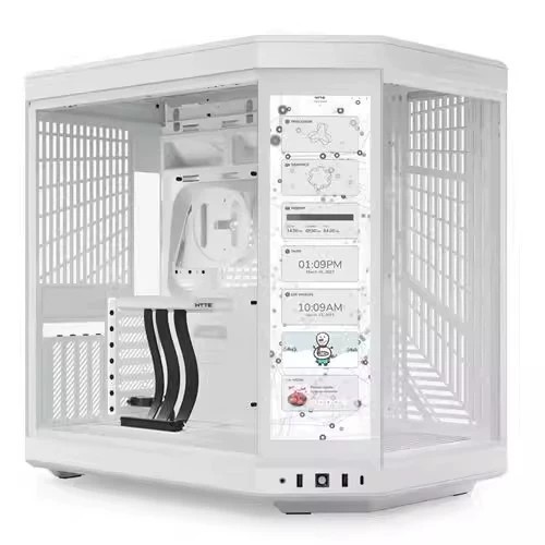 For Y70 ATX Full Tower Computer Chassis Touch Screen Version Panoramic Side Acrylic Fish Tank LCD Sub Screen