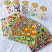 Autocollant de transfert Goode Tumbler, imperméable, écologique, motif dessin animé mignon, pour gobelet en verre PET de 16oz, tendance, UV DTF