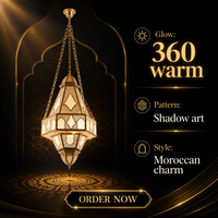 Lustre marocain LED carré en fer forgé fait main de taille moyenne, style arabe, lampe suspendue dorée pour salle à manger, hall d'hôtel
