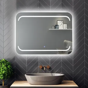 An der Wand montierter rechteckiger Touchscreen mit Hintergrund beleuchtung LED-Bad Bad Smart Mirror für Badezimmer