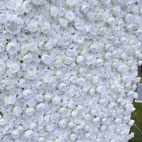 Vente directe usine : Mur de fleurs artificielles en tissu de soie blanc pur avec support en tissu ; Fourniture transfrontalière pour décoration de mariage en extérieur