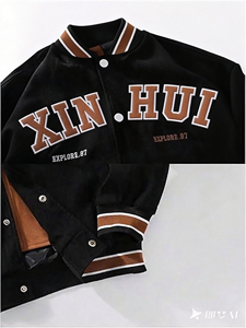 Custom Patch Embroidery Hooded Varsity <b>Jacket</b> Men Two Tone Fleece <b>Bomber</b> Letterman <b>Jacket</b> Streetwear Vintage <b>Baseball</b> <b>Jacket</b> - Product Image 4