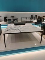 Table basse moderne en marbre naturel carré, mobile, avec plateau en acier inoxydable plaqué cuivre, pour la maison