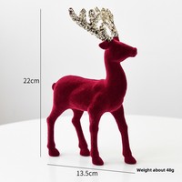 Ornement de table suspendu en forme de renne de Noël Nuchi de haute qualité, pailleté, bordeaux, en plastique, étanche, à piles, blanc chaud