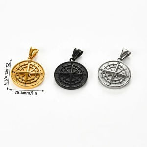Collier Pendentif Boussole Vintage en Acier Inoxydable pour Hommes et Femmes, Breloques Rondes Étanche en Forme de Pièce de Monnaie et d'Étoile, Cadeau de Bijoux pour Fête d'Anniversaire - Product Image 2