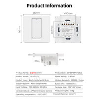 Interruptor de Luz Zigbee 3.0 de 1/2/3 Vías, Estándar Europeo, Sin Capacitor, Un Solo Neutro, Universal, Compatible con Alexa y Google Home