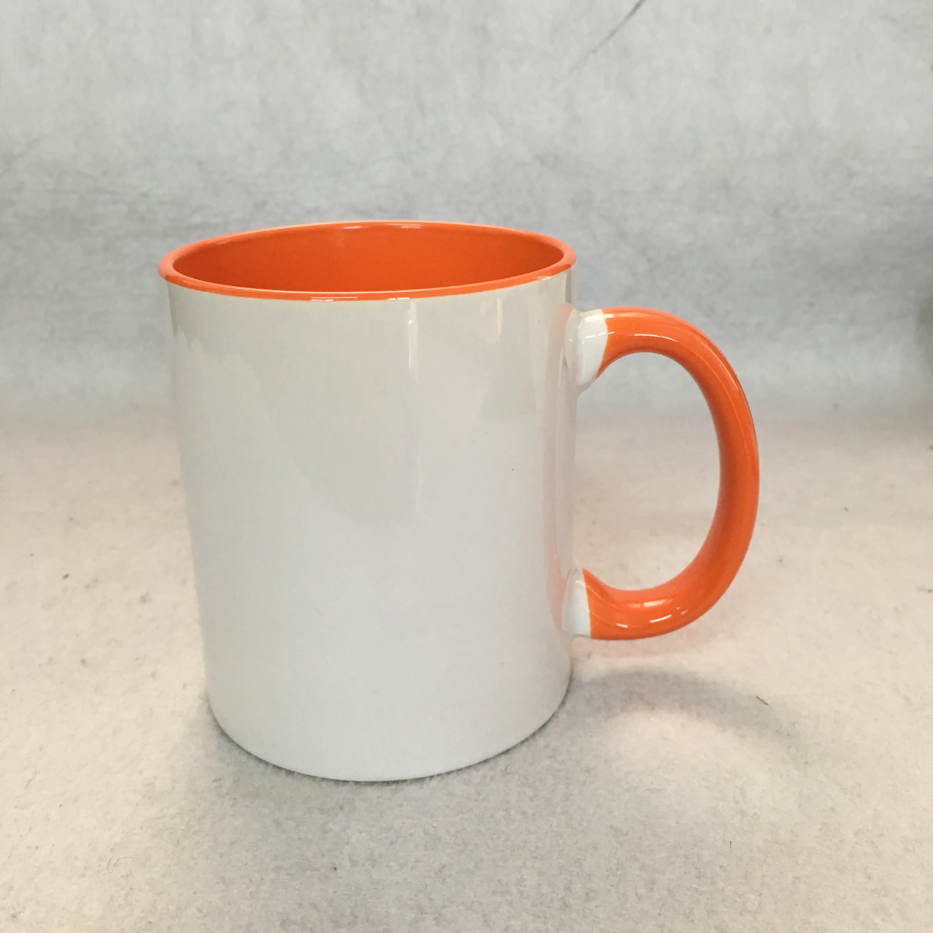 Orange Color Sublimation mug, 11oz Sublimation Blank Mug with colored inside and Handle,factory cheap sublimartion mug