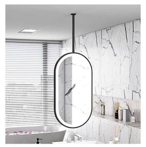 <span class=keywords><strong>Miroir</strong></span> ovale intelligent créatif à cadre <span class=keywords><strong>noir</strong></span>, tactile, suspendu, maquillage, lumière infiniment variable, moderne, LED, plafond, suspendu, maison intelligente - Product Image 2