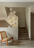 Lustre LED suspendu moderne nordique en laiton avec abat-jour en céramique empilable, hauteur réglable, intensité variable, pour chambre