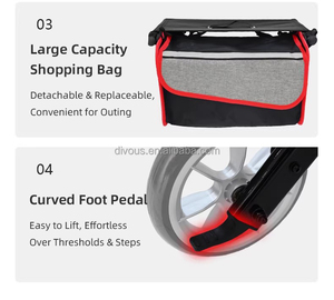 Déambulateur pliant multifonctionnel léger à 4 roues en alliage d'aluminium avec siège pour extérieur - Product Image 5