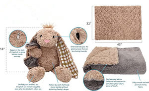 Einfach zu bedienen hochwertige Großhandel weich gefüllte Kaninchen Plüsch Spielzeug Kaninchen Decke 2 in 1 Verwendung im Schlaf - Product Image 6