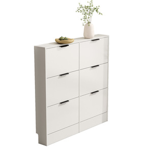 Flip Down <b>Shoe</b> Cabinet White Ultra Thin <b>Large</b> Capacity Entryway Storage Unit Space Saving For Home Use - Product Image 5