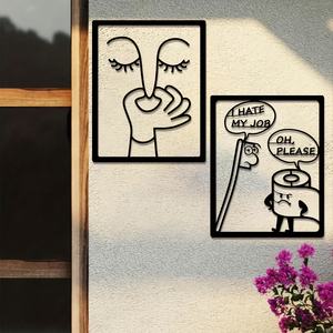 Collection d'œuvres d'art en fonte de fer Art Déco humoristiques, sculptures ludiques de 35,0 cm pour murs de salle de bain, balcons familiaux, jardins - Product Image 1