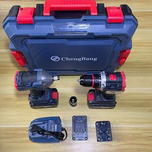 Ensemble d'outils électriques <span class=keywords><strong>sans</strong></span> fil 21V, 2 pièces, avec <span class=keywords><strong>support</strong></span> OEM, comprenant une clé à chocs et une perceuse à percussion rechargeables, moteur <span class=keywords><strong>sans</strong></span> balais - Product Image 2