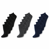 Chaussettes invisibles pour femmes, coupe basse, sans couture, en mélange de coton, douces, respirantes, avec bord côtelé, couleur unie noire, lot multiple