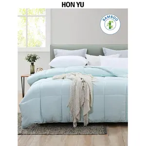 Cooling Comforter With Skin-friendly Bamboo Fabric Cover Lightweight Bamboo Viscose Down Alternative Duvet Insert For All Season