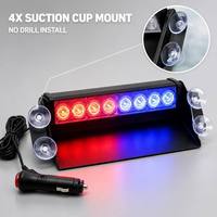 Barre lumineuse de signalisation d'urgence à 8 LED |   Balise d'avertissement à fixation par ventouse 12V-24V pour camion de pompiers et ambulance