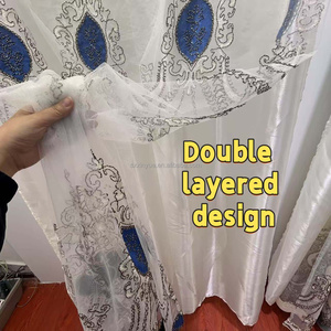 Bán buôn giá rẻ đẹp Sheer Thêu Hai Lớp Thiết kế nhà valance rèm cửa dệt cho Cửa Sổ Phòng rèm - Product Image 3