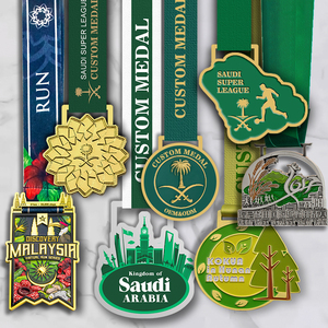 เหรียญกีฬาแบบกำหนดเองทำจากโลหะผสมสังกะสี สำหรับมาราธอน ปั่นจักรยาน ยูโด ฟุตบอล ซอคเกอร์ ไตรกีฬา พร้อมริบบิ้นพิมพ์ลาย UV เหรียญเปล่า - Product Image 2