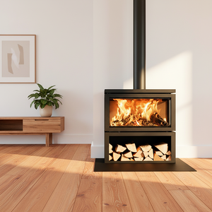 Caminetto Moderno in Acciaio a Legna, Stufa Autonoma da Interno con Fiamma Reale e Controllo Termostatico per Riscaldamento Domestico - Product Image 4