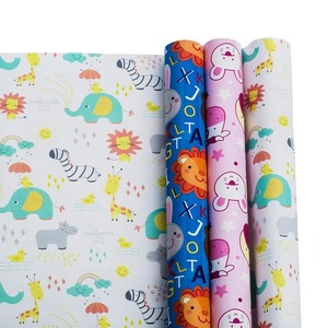 Custom Baby Gift Wrap Roll Set Animal <b>Patterns</b> Alphabet Designs Double-Sided Coated 100GSM 43cm*300cm for Kids Packaging <b>Paper</b> - Product Image 2