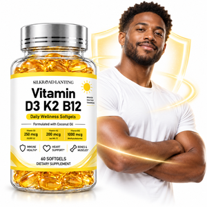 Cápsulas Blandas de Vitamina D3 K2 B12 OEM para Bienestar Diario, Nutrición Equilibrada y Apoyo Energético, Fórmula Sin Azúcar, 60 Unidades - Product Image 1