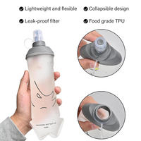 Bouteille d'eau pliable en TPU de 500 ml pour kit de survie d'urgence portable, idéale pour la randonnée, le camping, la course à pied, la gilet d'hydratation et la sécurité en extérieur
