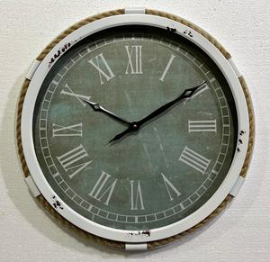 Silent Non-Ticking Turquoise Metal <b>Wall</b> <b>Clock</b> Home <b>Decor</b> Luxury Round Country Retro Rustic Style <b>Wall</b> <b>Clock</b> with Rope - Product Image 3