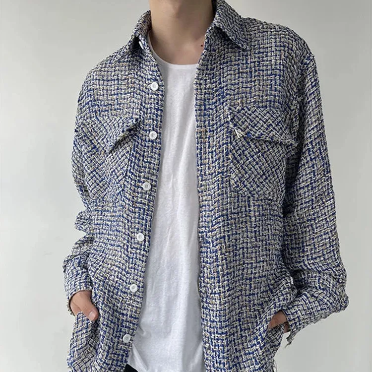 MÄNNER FLANNEL SHIRT BUTTON UP MÄNNER MODE JACKE POLYESTER SHIRT JACKE UNTEN FRAY CASUAL SHIRT FÜR MÄNNER