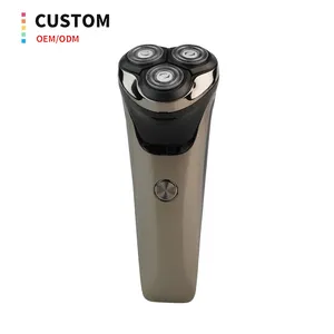 Barbeador elétrico com logotipo personalizado, barbeador elétrico com três lâminas flutuantes recarregável Ipx6 LCD