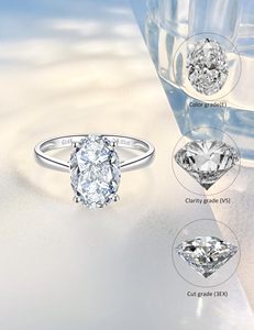 Anillo de compromiso solitario de corte ovalado de 3 quilates personalizado de fábrica SGARIT, oro blanco de 14K, 4 puntas, diseño bypass, vástago liso, anillo de promesa. - Product Image 4