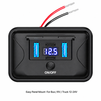 Chargeur de voiture USB 4 ports WLT-PR27 84W QC3.0 PD à charge rapide pour bus et camping-car avec affichage de la tension