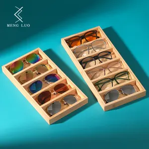 Doğal bambu gözlük gözlük kutusu saklama kutusu tepsi güneş gözlüğü ekran gözlük güneş gözlüğü vitrin organizatör kutusu