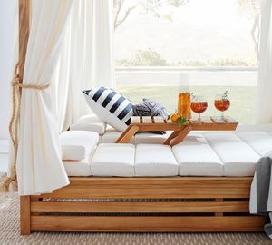 سرير كابانا فاخر من خشب الساج سرير نهاري خارجي مع مظلة - Product Image 5