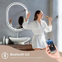 Miroir de salle de bain ovale à LED Bluetooth, miroir mural rétroéclairé avec fonction anti-buée, 3 modes d'éclairage