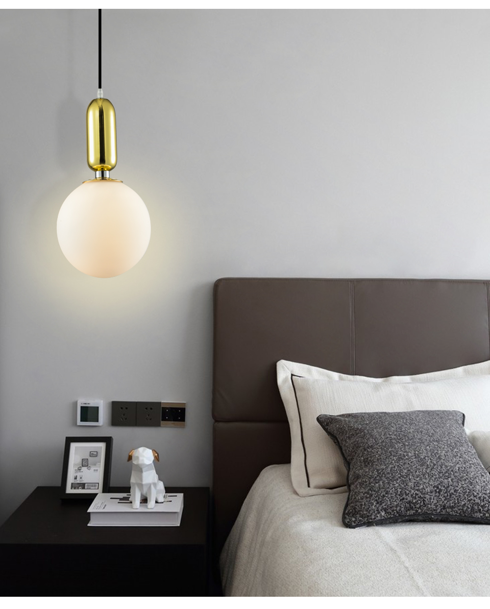 New Decorative Pendant Lamp Nordic Modern Gold Black Hanging Lamp Glass Ball Pendant Light For Bar Hotel Home Bedroom