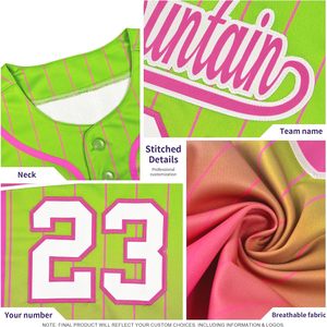 Maillot de baseball personnalisé à rayures dégradées, uniforme unisexe, évacuation de l'humidité, impression par sublimation - Product Image 3