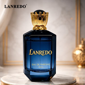 Flacon <span class=keywords><strong>de</strong></span> parfum vide personnalisé OEM avec logo arabe, gravure mate, bleu foncé, 30ml 50ml 100ml, fond épais, verre lourd, boîte d'emballage - Product Image 3