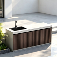 Lavabo en marbre artificiel moderne et écologique avec couleurs personnalisées et bord biseauté pour comptoirs de jardin extérieurs