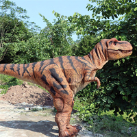 Costume de dinosaure réaliste personnalisé, costume de mascotte T-Rex orange interactif pour parc d'aventure, exposition pour adultes