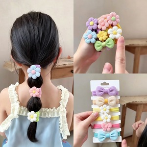 Attaches pour cheveux pour enfants, bandeaux élastiques à nœud floral pour filles, accessoires pour cheveux décontractés, design bicolore - Product Image 1