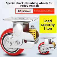 Roue universelle robuste en polyuréthane amortissant les chocs, chariot de 4 à 8 pouces avec plaque d'installation personnalisable sans perçage