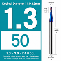 Fraise carrée en carbure HRC65 à 4 cannelures, revêtement nano bleu, pour fraisage de points décimaux, en acier au tungstène CNC