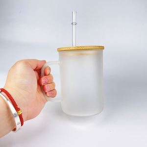 RTS Custom LogoTravel Clear Snow Globe Sublimation Cups with Bamboo Lid Blank 15oz Frosted Custom <b>Double</b> <b>Wall</b> Glass Coffee <b>Mug</b> - Product Image 2
