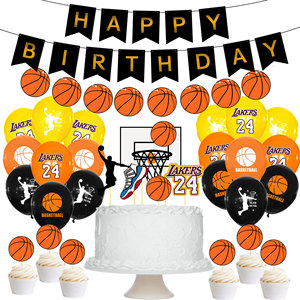 Artículos de Fiesta con Temática de Baloncesto Lakers24, Adorno para Pastel, Pancarta para Decoración de Fiesta de Cumpleaños Infantil con Temática Deportiva - Product Image 1