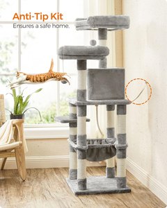 Arbre à chat multi-niveaux avec poteaux à gratter, perchoir douillet en peluche et balles suspendues - Product Image 3