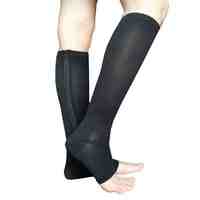 Chaussettes de compression en nylon tricoté sur mesure, hauteur genou, bout ouvert, soutien de la voûte plantaire, bas à fermeture éclair, yoga, varices, 15-20 mmhg