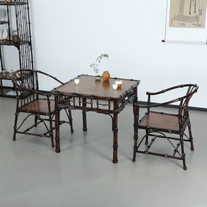 <b>Bamboo</b> Coffee <b>Table</b> Square Antique Bronze Color Chinese Style Living Room Home Use 81x76cm - Product Image 4